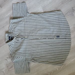 Dockers men’s plaid blue short sleeve button down shirt Large